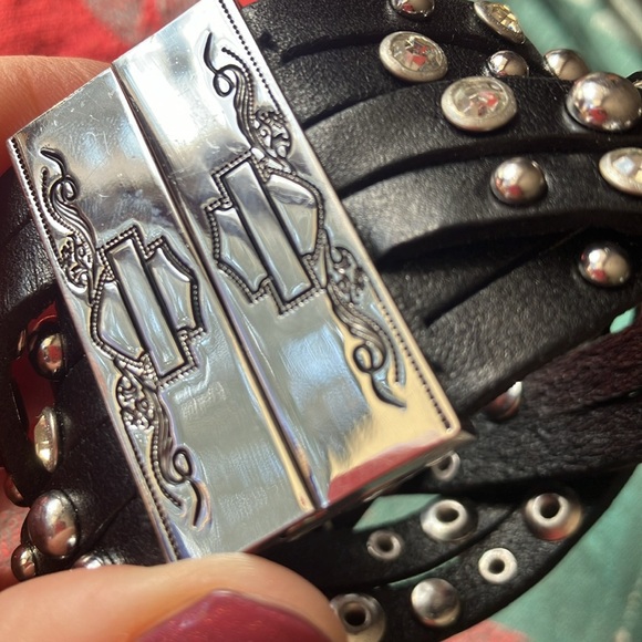 Harley-Davidson Leather Braided Studded Wristlet Bracelet - Picture 5 of 6